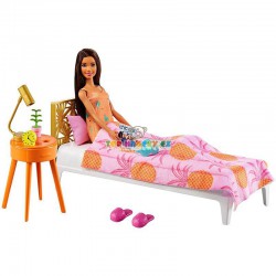 Barbie pokoj ložnice postel s nočním stolkem