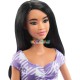 Barbie fashionistas modelka 199 fialkové kostkované šaty