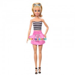 Barbie modelka 213 růžová sukně a pruhovaný top